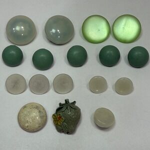 Vintage White Button Lot Mixed Size Shank Buttons Early Plastic Milk Glass Sew